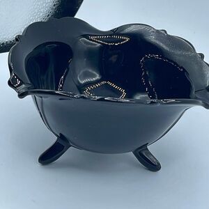 VTG L.E. Smith Glass “Mt. Pleasant” black amethyst footed bowl.